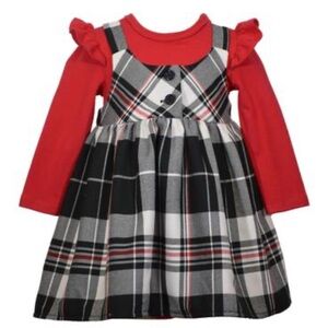 Bonnie Jean Toddler Girls Plaid Woven Button Front Jumper and Top Set 2years